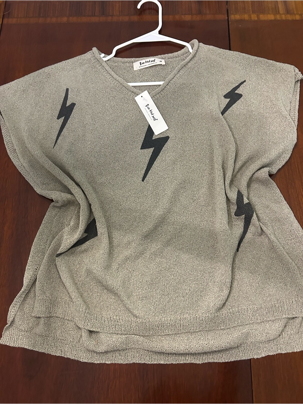 Three Bird Nest Gray Tank Top with Black Lightning Bolts